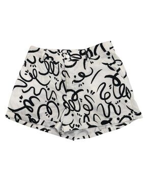 SHEIN White Shorts with Black Scribble Print